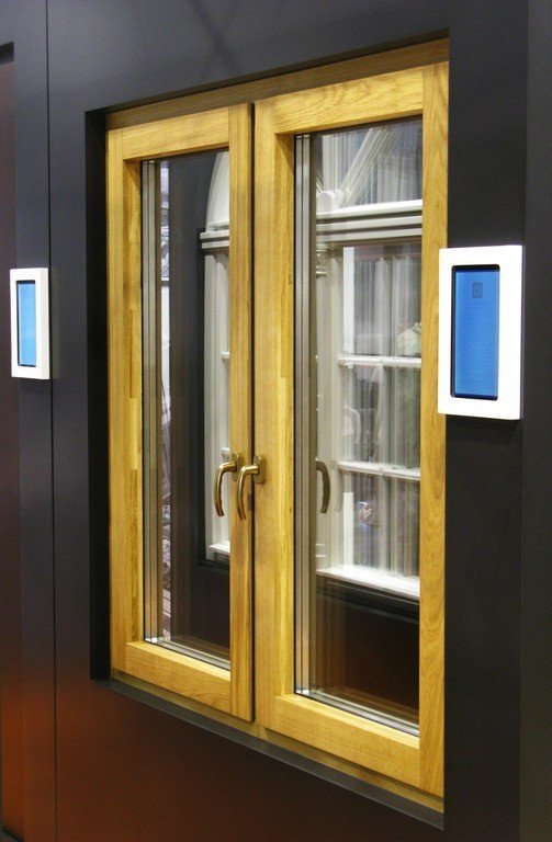 Okno drewniano-aluminiowe, kształt modern, dąb olejowany